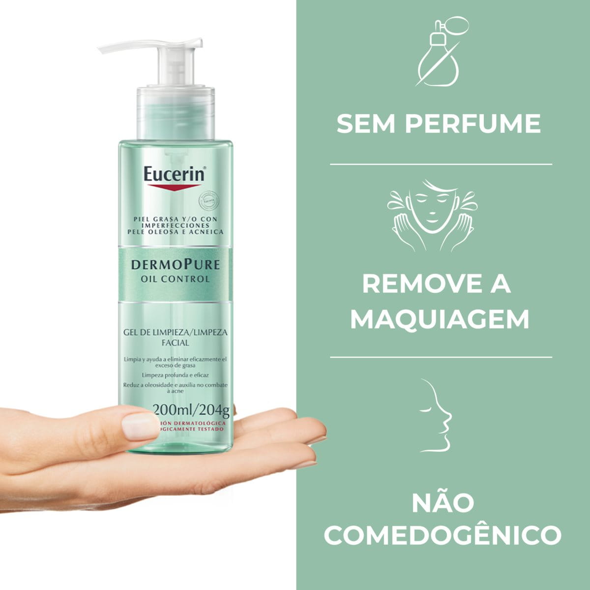 Gel de Limpeza Facial Eucerin Dermo Pure 200ml Controle Oleosidade